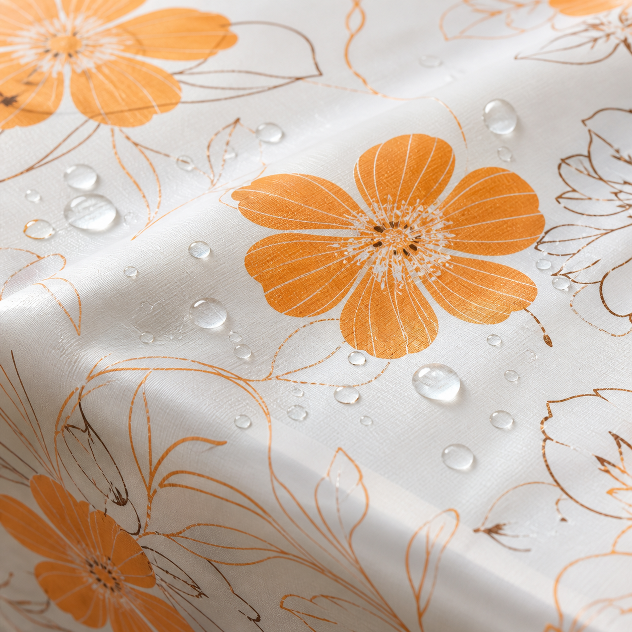 Floral printed waterproof PVC tablecloth by 7AGAT, reusable 180x180 cm for dining, kitchen, and outdoor use in assorted colors.