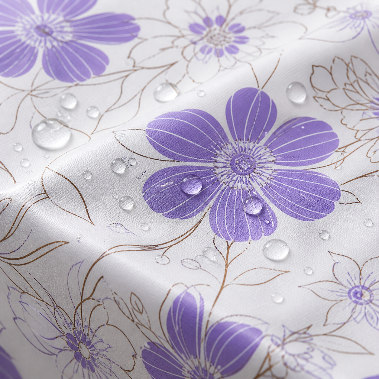 Floral printed waterproof reusable PVC tablecloth 180x180 cm with assorted colors, ideal for dining, kitchen, and outdoor use.