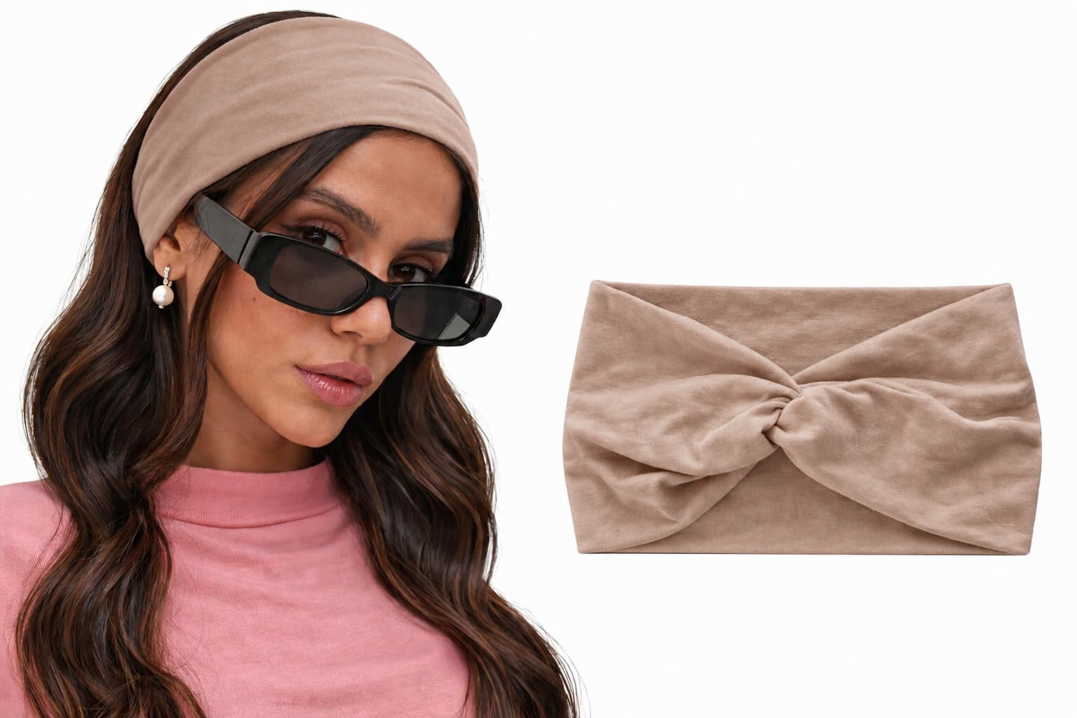 7AGAT knitted cotton women's headband with knot design, soft cotton turban style headwrap for girls and women, cute and comfortable.