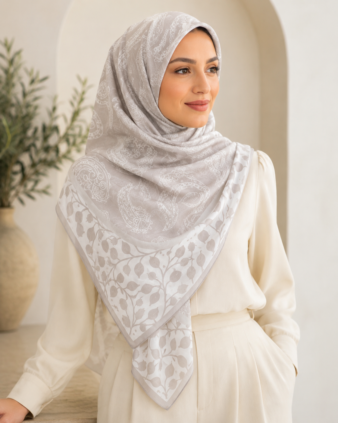 Soft women's hijab scarf by 7AGAT, lightweight headcover with printed and solid styles, elegant Muslim fashion accessory for daily wear.