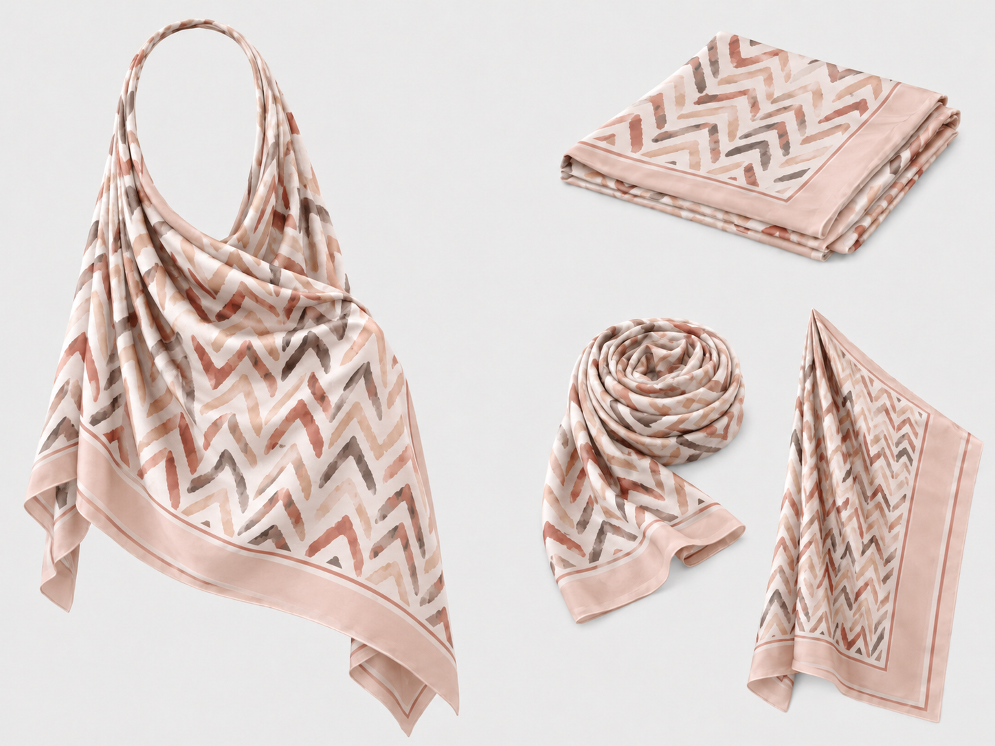 Women's lightweight hijab scarf by 7AGAT, printed and solid styles, soft headcover for elegant daily Muslim wear.