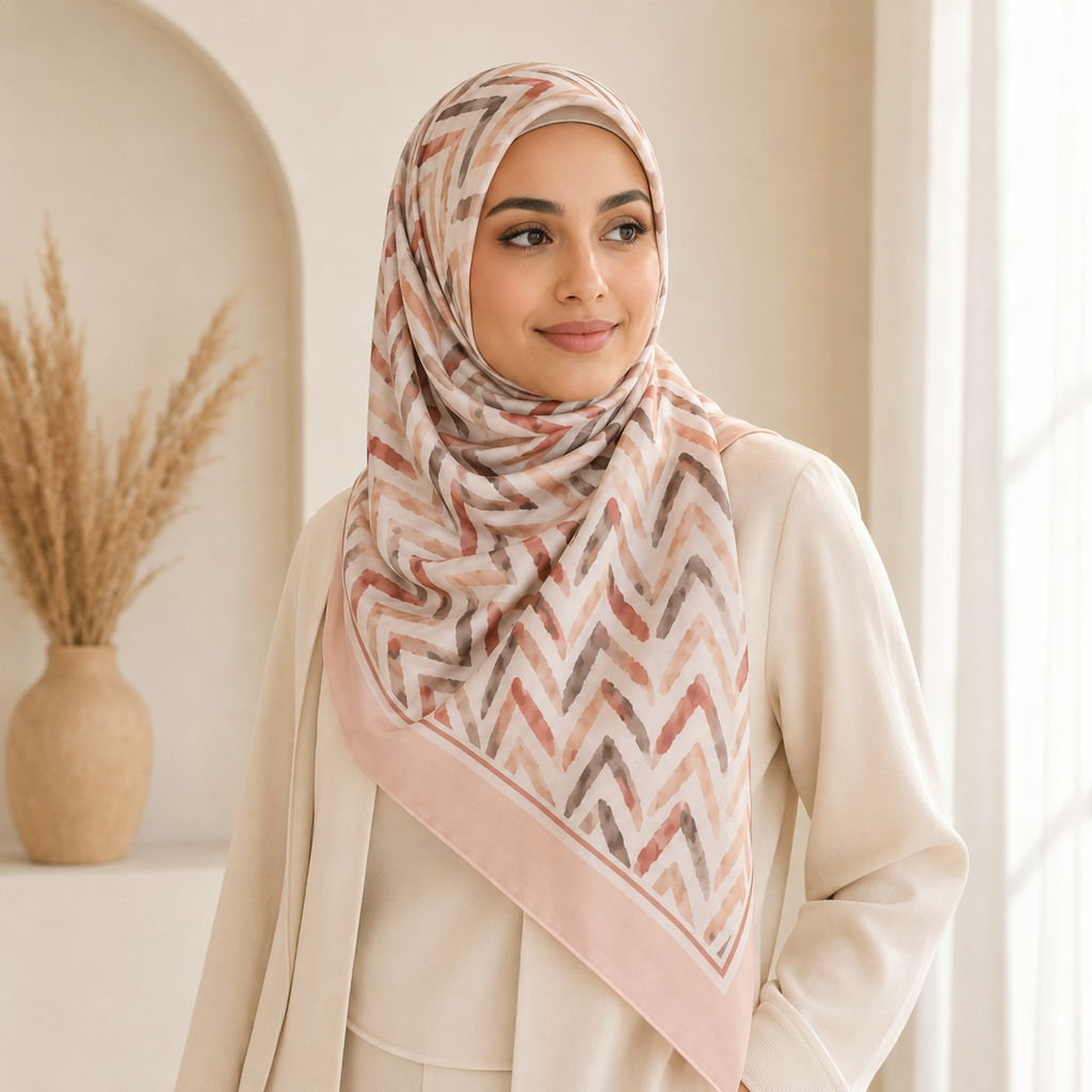Women’s fashion hijab scarf by 7AGAT, soft lightweight headscarf with printed and solid styles for elegant daily wear.