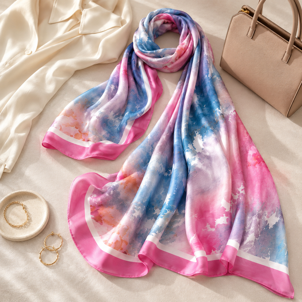 Women's fashion hijab scarf by 7AGAT, soft lightweight headscarf with printed and solid styles for elegant daily Muslim head covering.