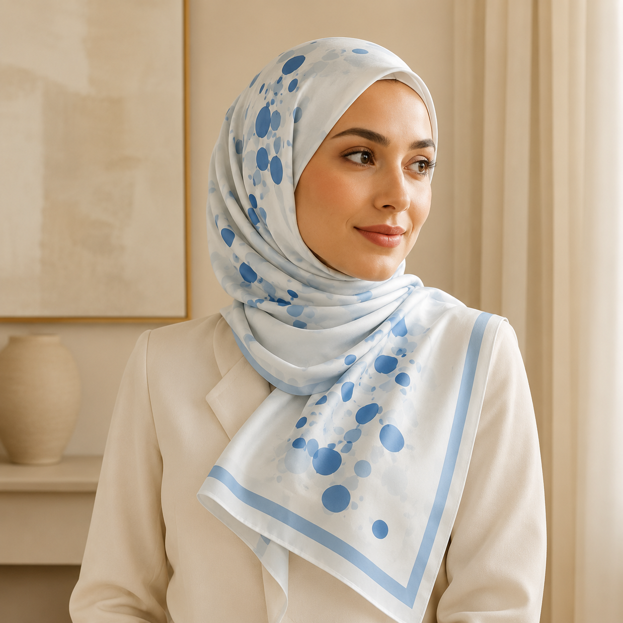Women's lightweight fashion hijab scarf by 7AGAT, soft printed and solid headcover for daily Muslim wear.