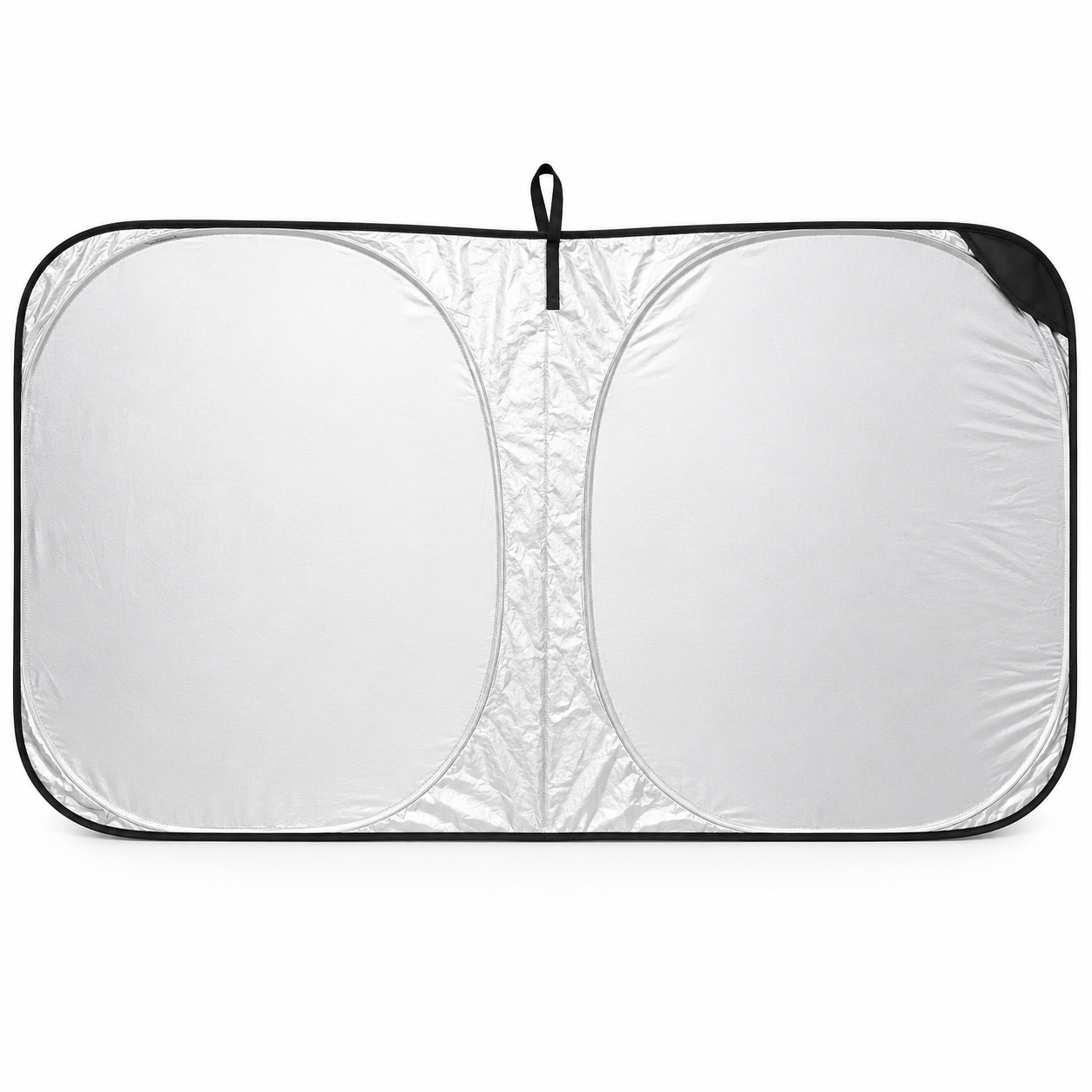 Foldable silver polyester car sun shade by 7AGAT, providing UV and heat protection with a universal fit for vehicles.