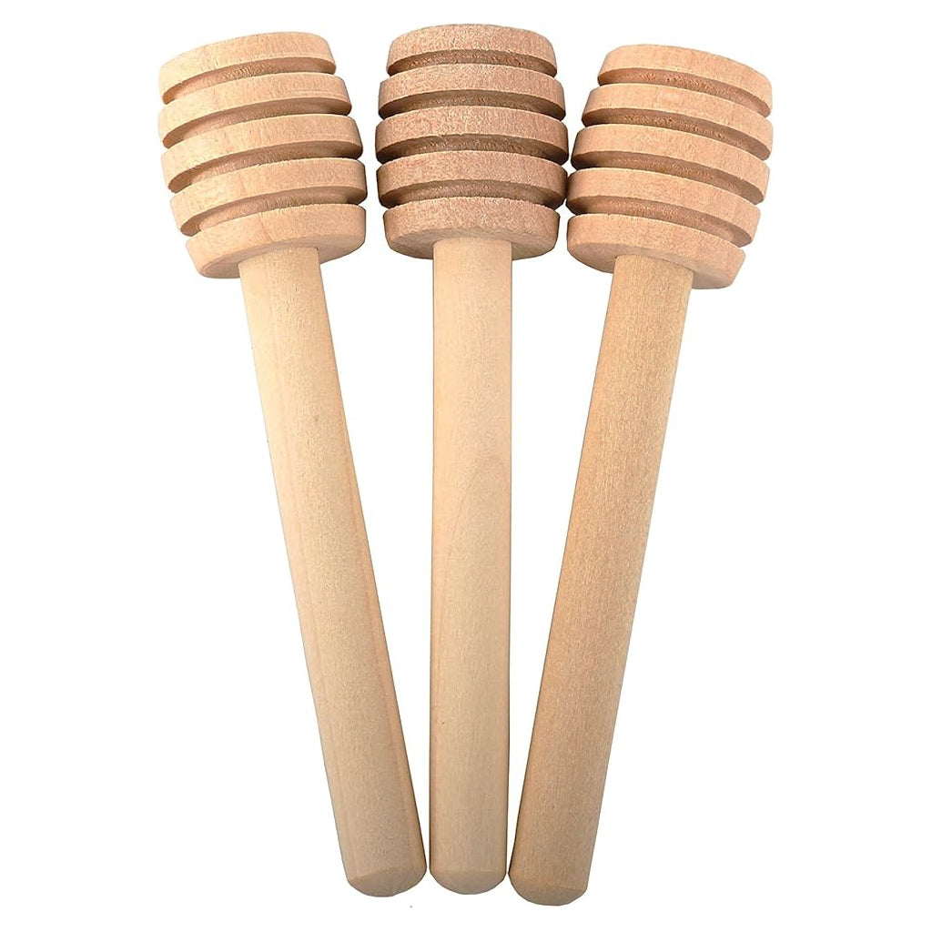 Set of three wooden honey dipper sticks for honey jars, mini spoons for dispensing and stirring, from 7AGAT tableware collection.