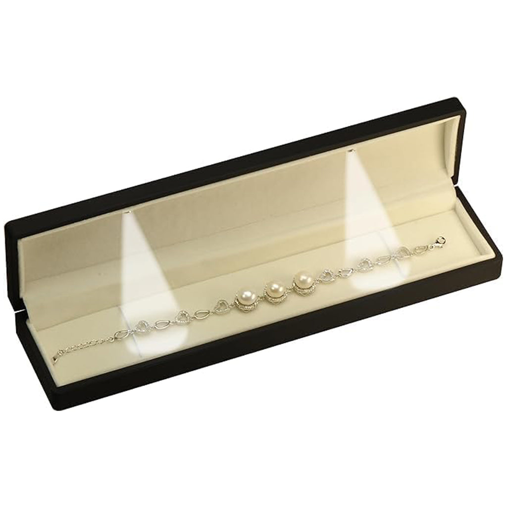 7AGAT premium LED jewelry box with long chain and elegant case, ideal for proposals and jewelry presentation.