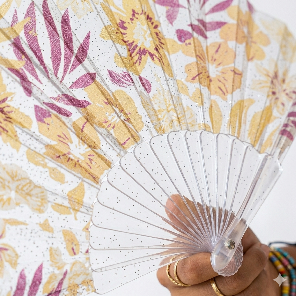 Transparent Acrylic Folding Hand Fan - Lightweight & Portable, Durable Clear Frame for Weddings, Parties, Outdoor Events, and Daily Use
