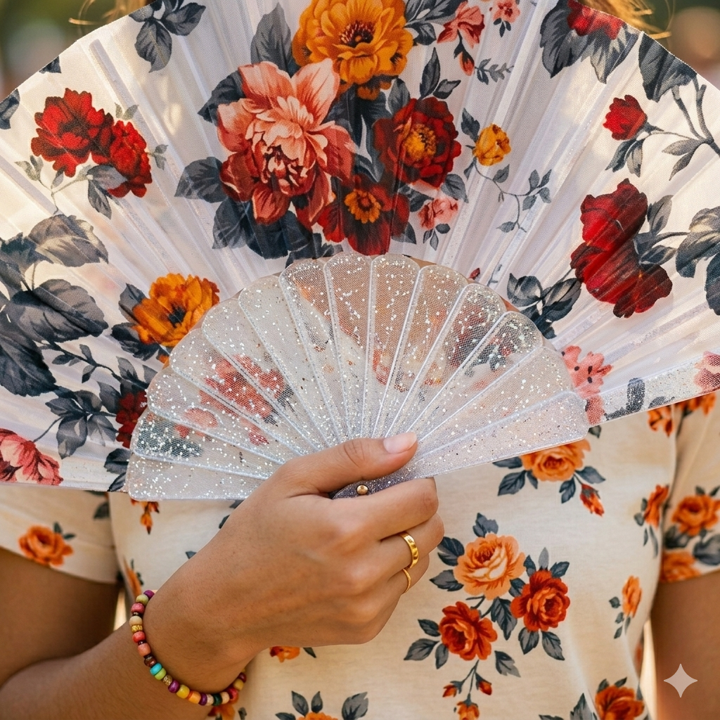 Transparent Acrylic Folding Hand Fan - Lightweight & Portable, Durable Clear Frame for Weddings, Parties, Outdoor Events, and Daily Use