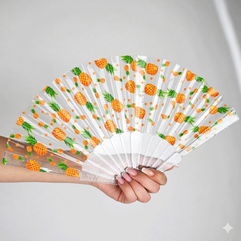 Transparent Acrylic Folding Hand Fan - Lightweight & Portable, Durable Clear Frame for Weddings, Parties, Outdoor Events, and Daily Use