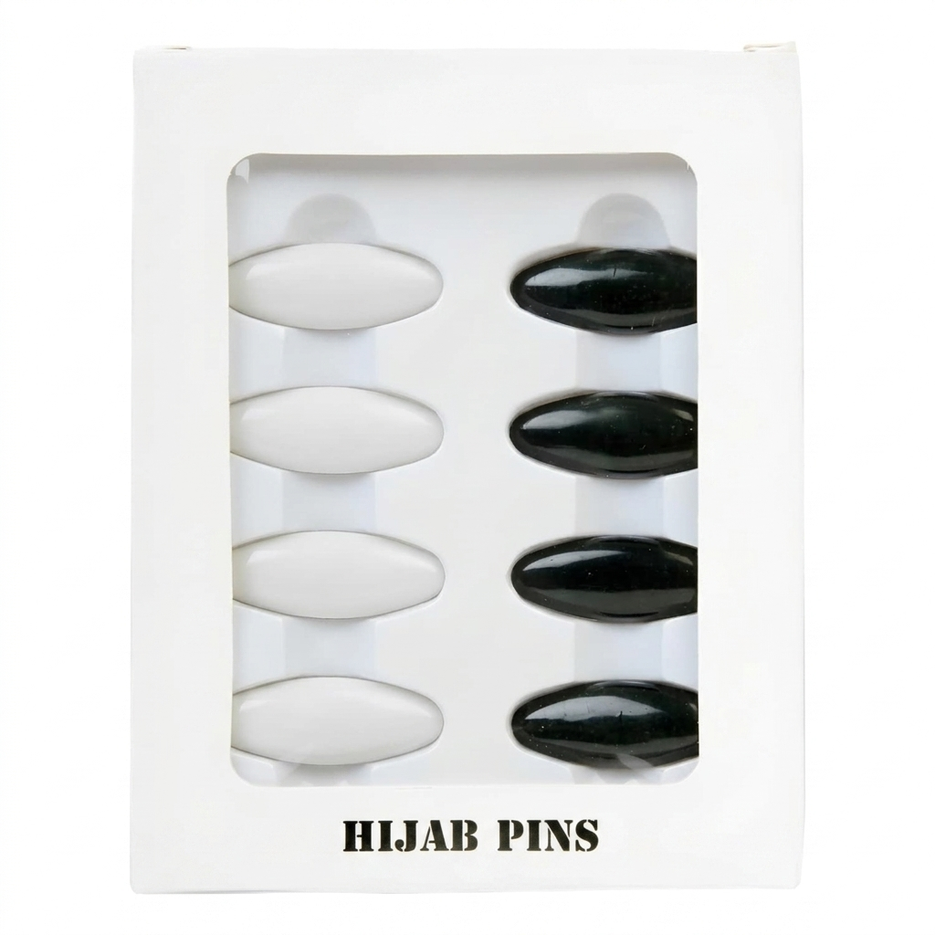 Decorative Hijab Pins, 8 Pieces, Safety Brooch Clips for Scarves and Shawls