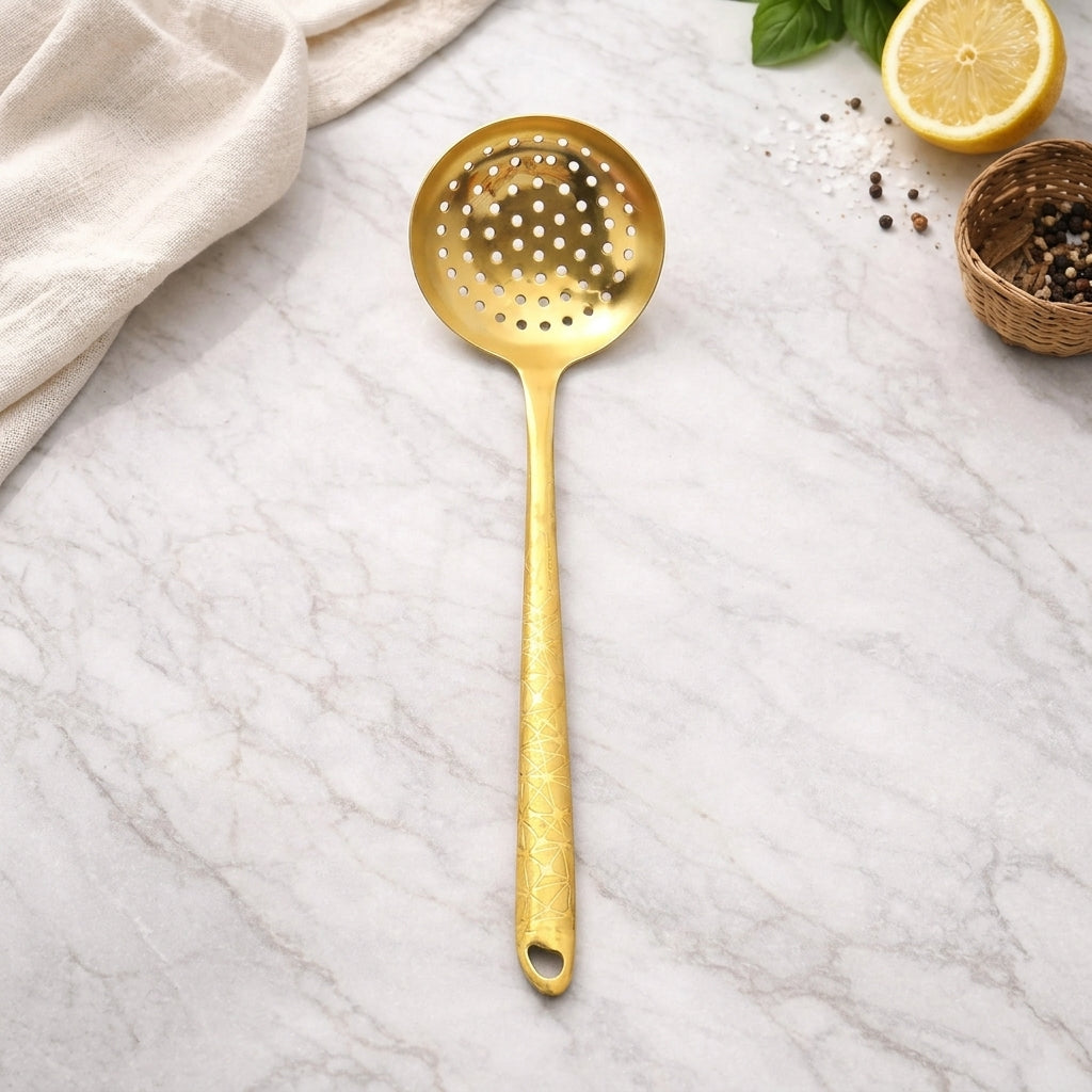 Stainless Steel Kitchen Utensil, Heat Resistant, Rust-Resistant, Ergonomic Handle, Dishwasher Safe, Silver, Gold, and Rainbow Finish, for Daily Cooking