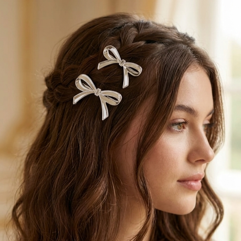 2Pcs Metal Hair Barrette Clips for Women and Girls, Elegant Hair Accessories for Daily Wear, Parties, and Special Occasions