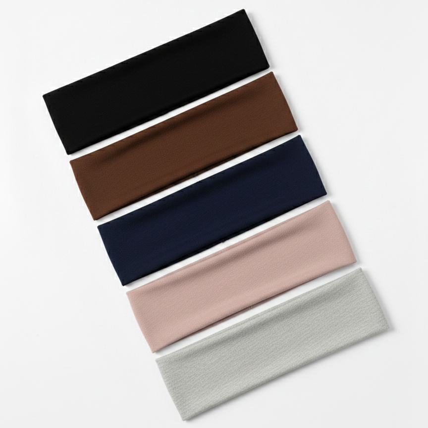 Black 7AGAT headbands made of soft cotton fabric, stretchy elastic, non-slip design, ideal for women's daily hair styling.