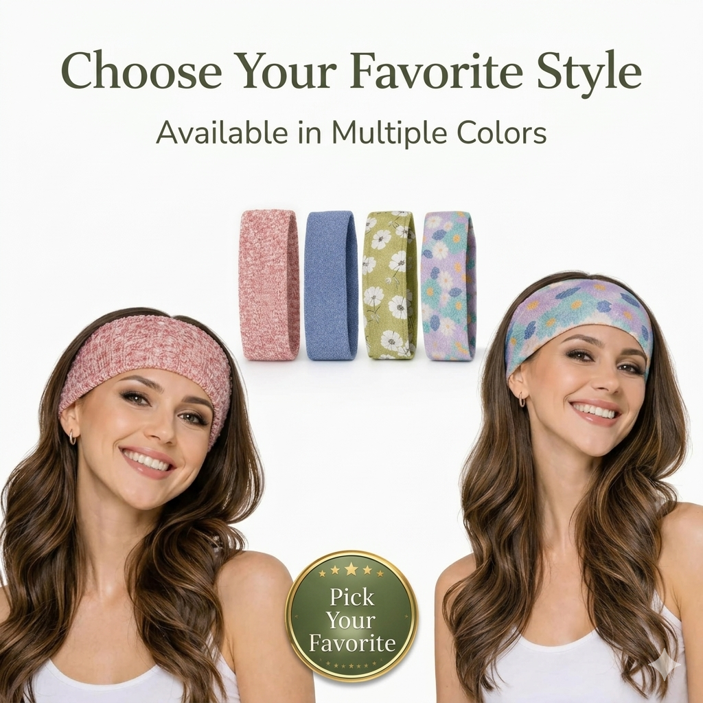 Women's knit headband by 7AGAT, soft stretchy winter ear warmer for sports, yoga, makeup, and everyday wear, as shown in the image.
