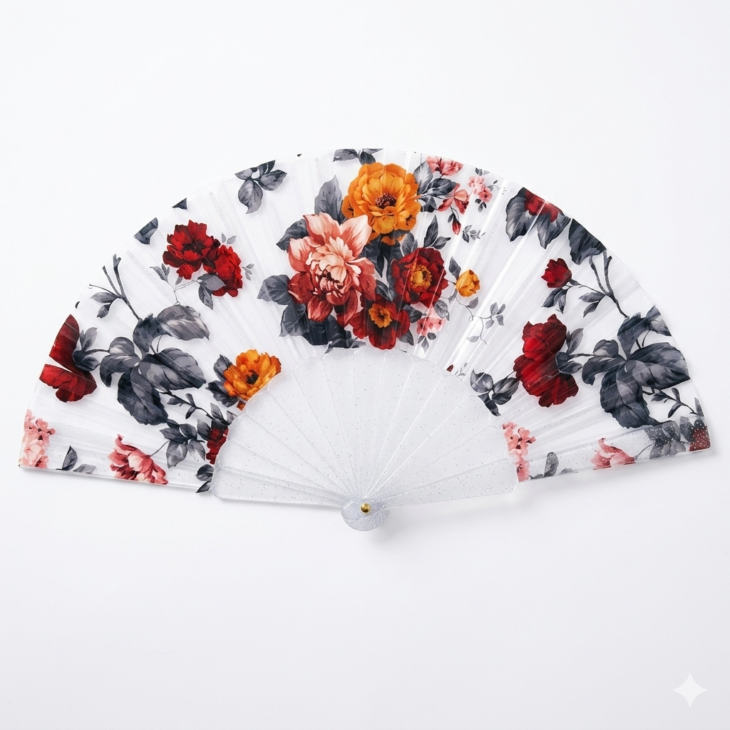 Transparent Acrylic Folding Hand Fan - Lightweight & Portable, Durable Clear Frame for Weddings, Parties, Outdoor Events, and Daily Use