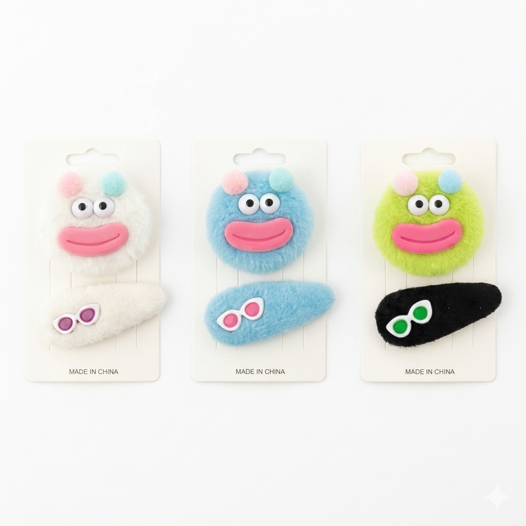Cute Furry Hair Clips Set for Girls – 6 Multicolor Plush Monster Hairpins, Soft Adorable Hair Accessories for Kids & Women