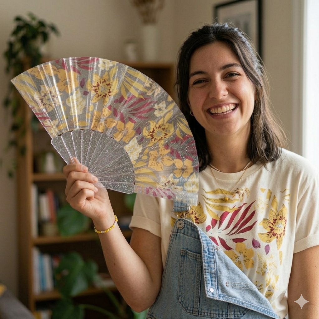 Transparent Acrylic Folding Hand Fan - Lightweight & Portable, Durable Clear Frame for Weddings, Parties, Outdoor Events, and Daily Use