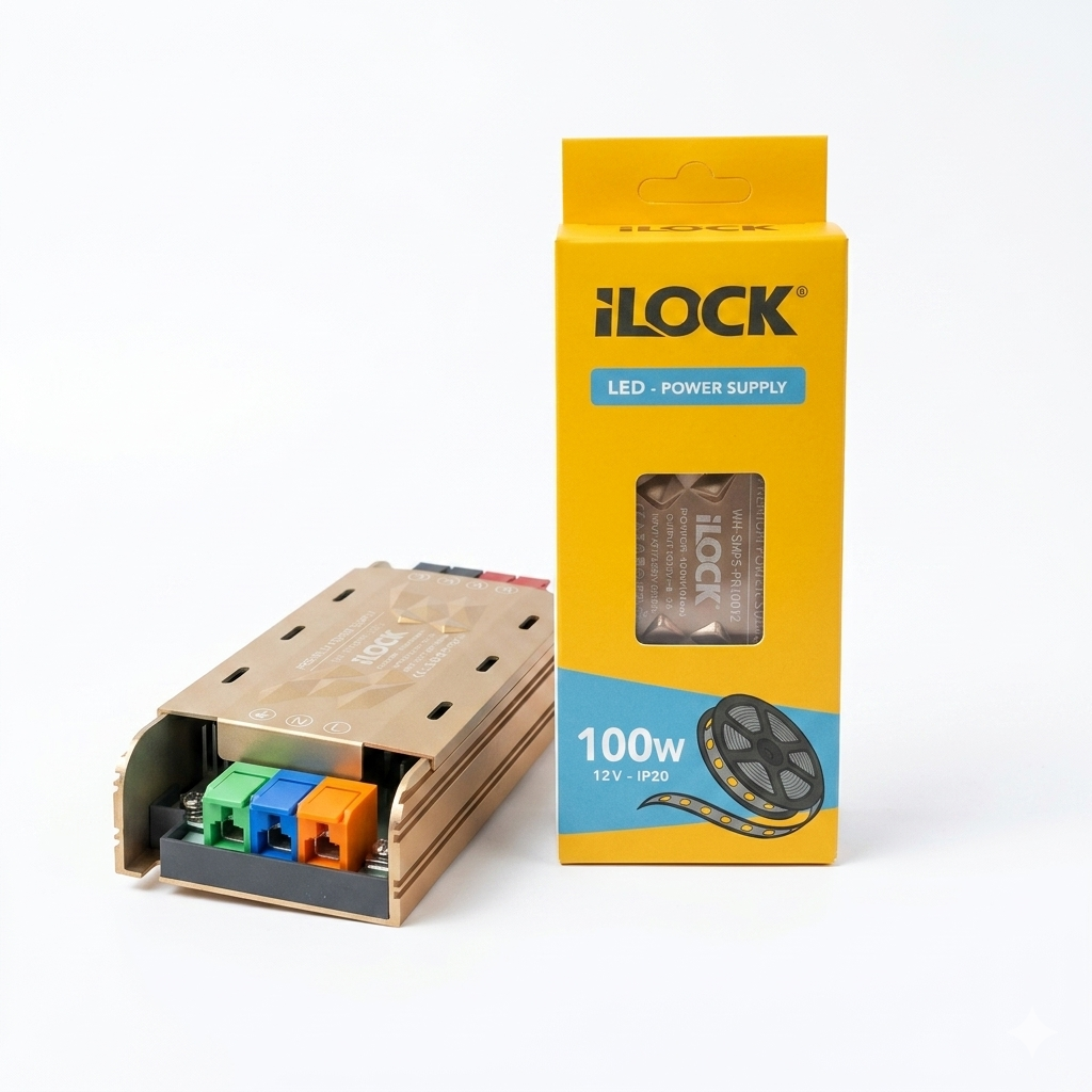 7AGAT iLOCK LED power supply, 12V 5A LED driver transformer with heavy-duty aluminum housing and multi-protection features