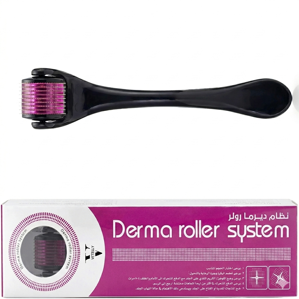 7AGAT Derma Roller System with 0.5mm titanium micro needles for face and hair growth skin care tools.