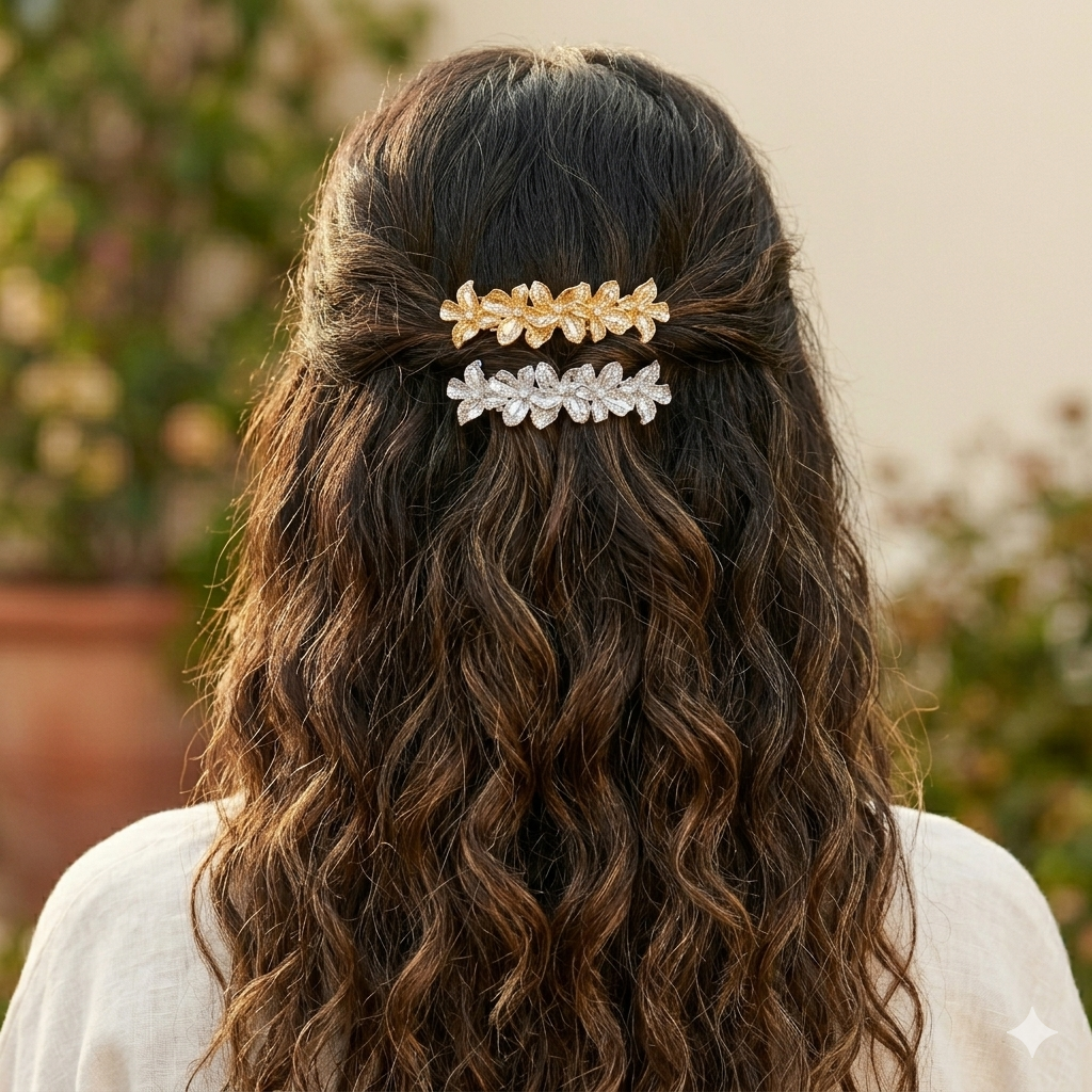 2Pcs Metal Hair Barrette Clips for Women and Girls, Elegant Hair Accessories for Daily Wear, Parties, and Special Occasions