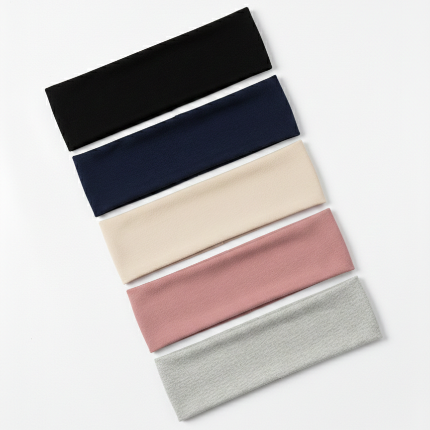 Black stretchy 7AGAT headbands with soft cotton fabric, non-slip design, ideal for women's daily wear.