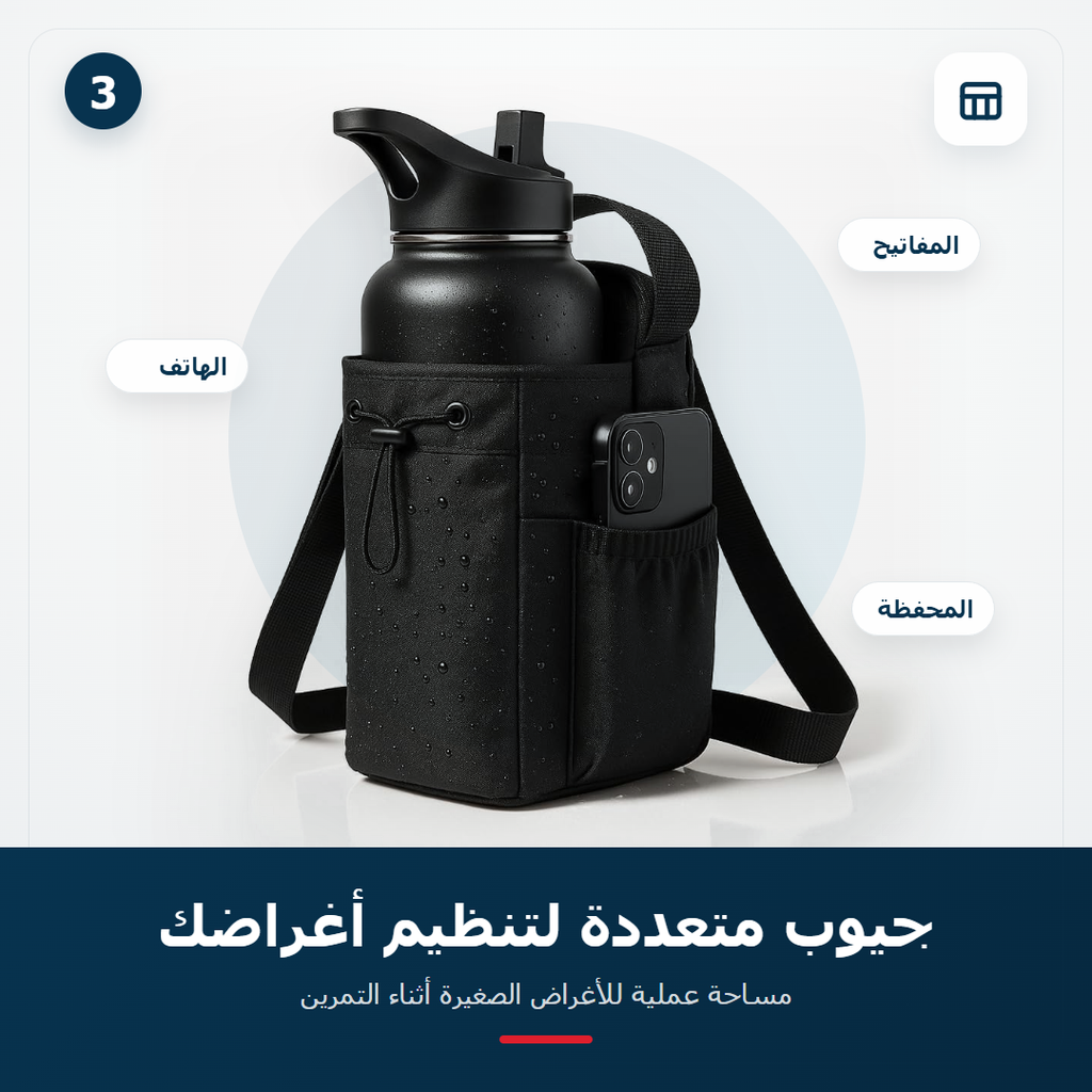 حقيبة زجاجة الجيم من Magnetic Bag Company، لون أسود، مقاومة للماء، مع جيوب متعددة للتنظيم وحزام قابل للتعديل