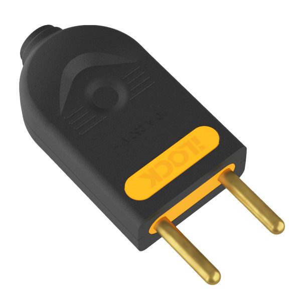 7AGAT iLOCK male electrical plug with 16A, 250V, 3500W, copper pins, black and yellow rewirable power plug for extension cords