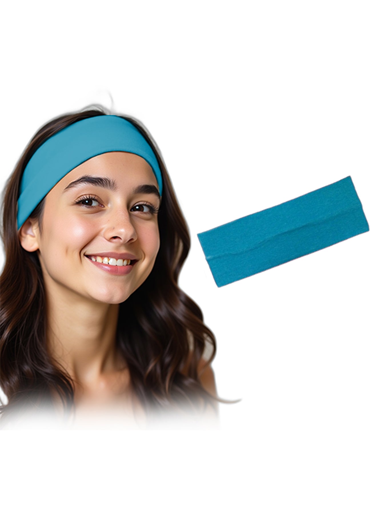 Navy blue 7AGAT plain stretchy elastic headband made of soft cotton fabric, non-slip hair accessory for women.