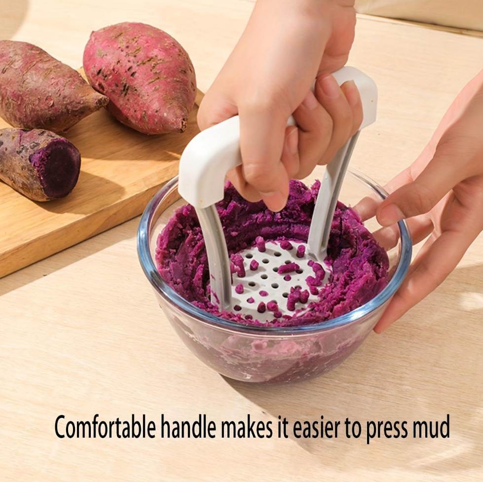 7AGAT manual potato masher with plastic handle, ideal for mashing potatoes, vegetables, and fruits in kitchen cooking utensils.