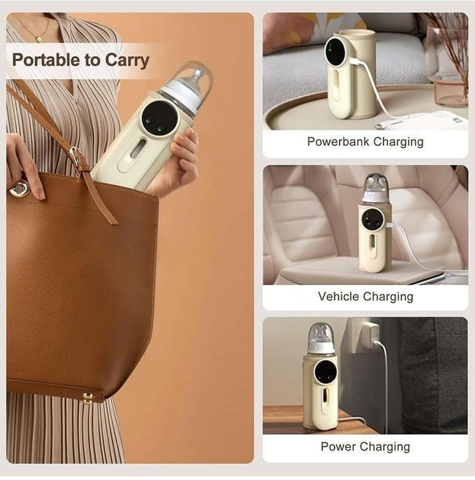 7AGAT cordless baby milk warmer with fast heating, leak-proof design, portable for travel, charges while feeding, keeps milk warm