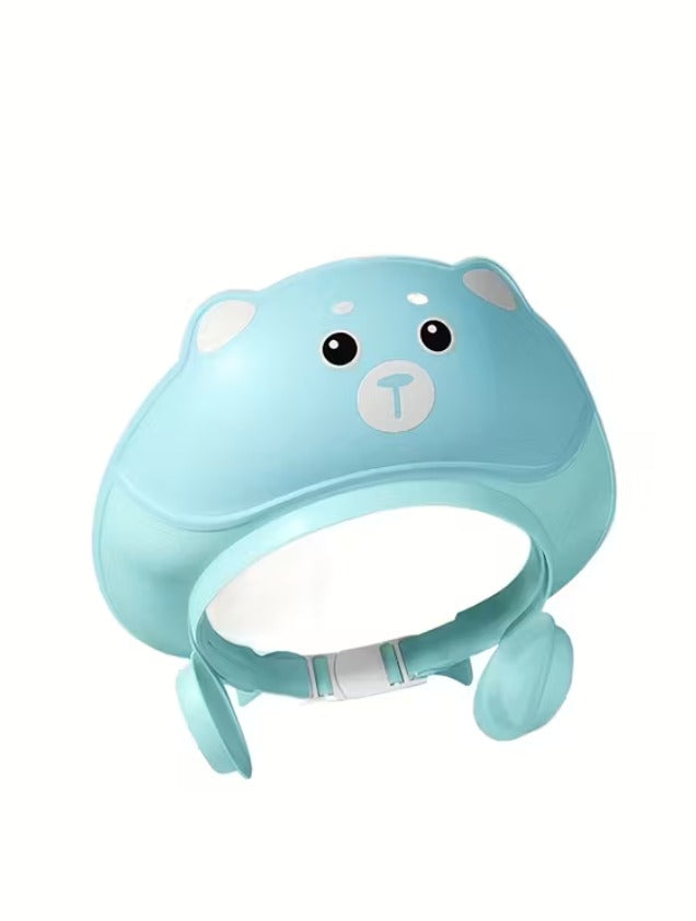 Multi-color adjustable silicone baby shampoo cap with ear protection, waterproof bath visor for kids, tear-free shower hat by 7AGAT.