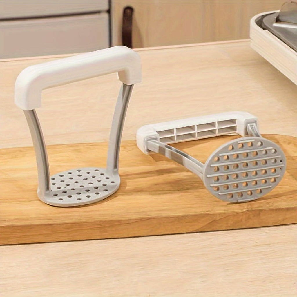 7AGAT manual potato masher with plastic handle, ideal for mashing potatoes, vegetables, and fruits in the kitchen.