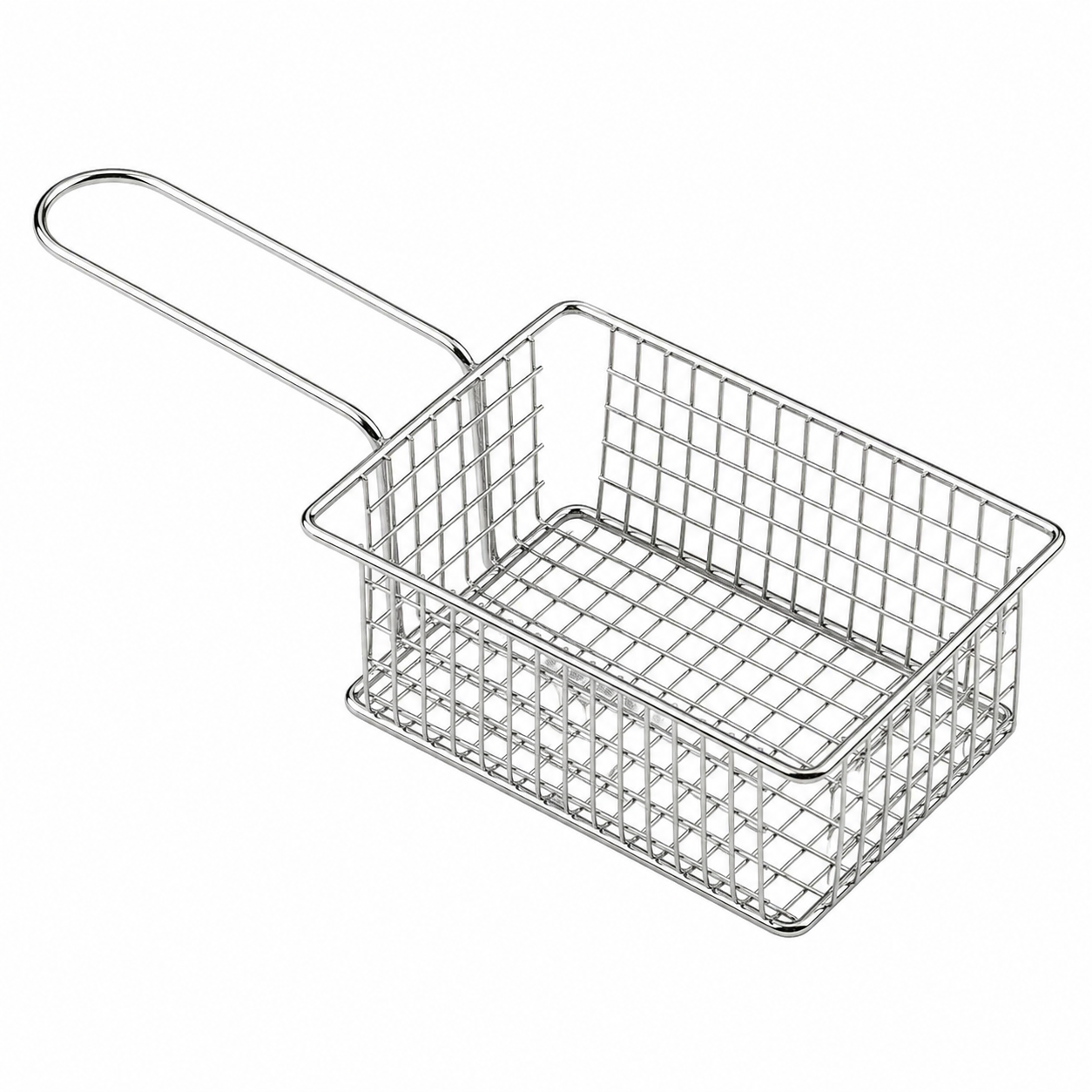 7AGAT stainless steel wire mesh serving basket with handle for French fries, snacks, and appetizers, ideal for home, cafe, and restaurant use.