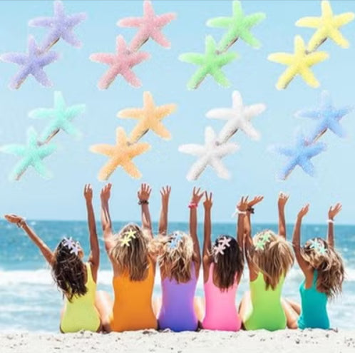 Starfish-shaped hair clips by 7AGAT made of durable plastic resin, featuring ocean-inspired design and secure grip for daily or special styling.