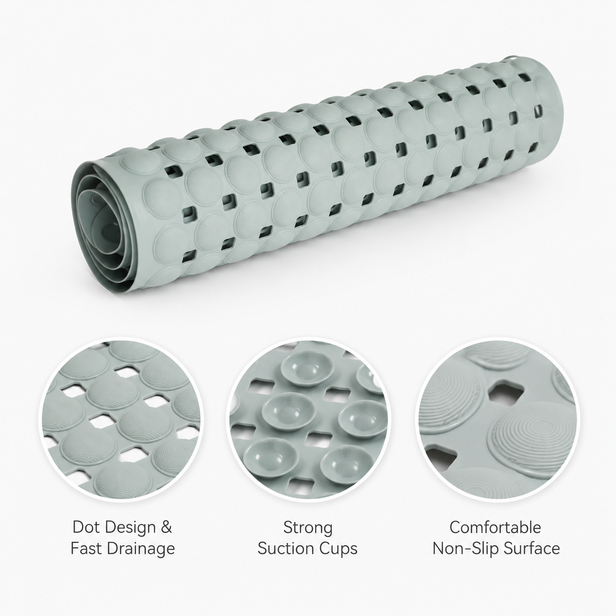 Bottom suction cups detail on bathroom mat