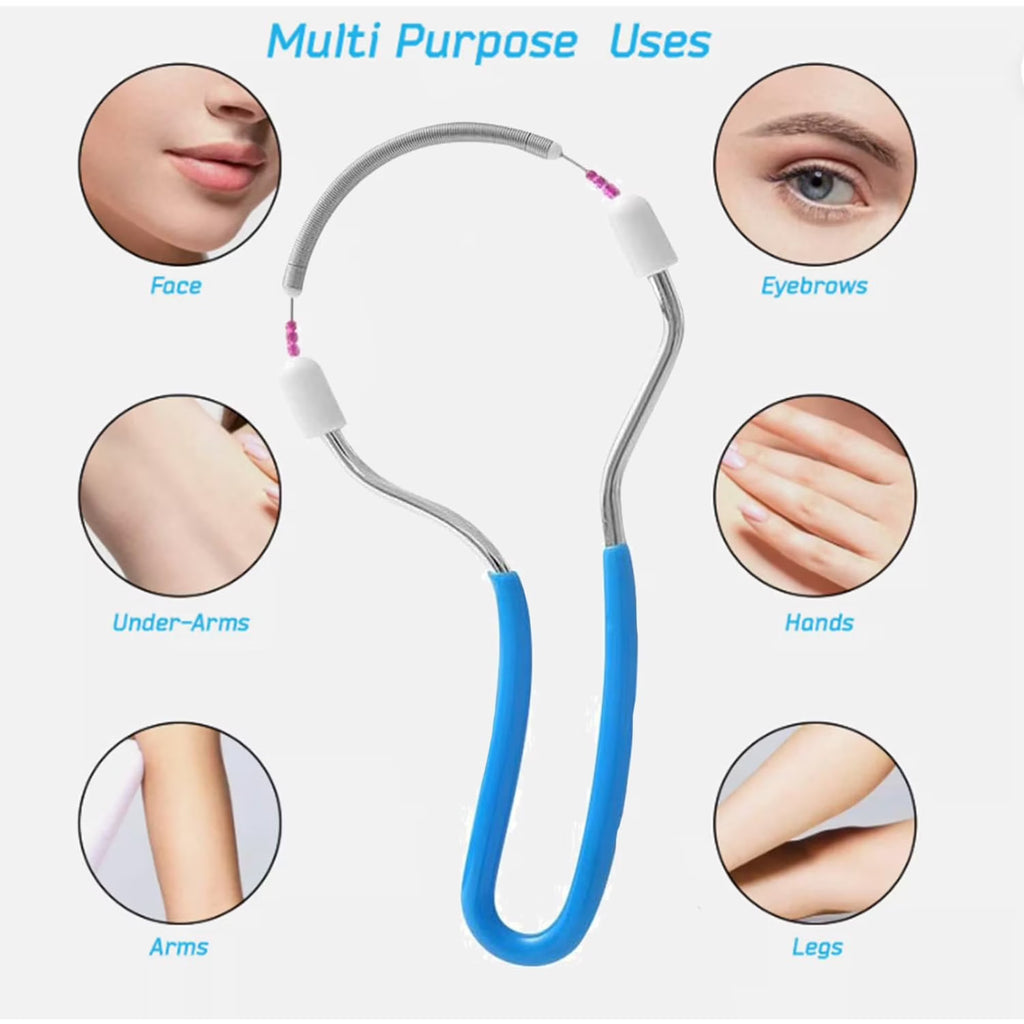 7AGAT facial hair removal spring tool with stainless steel tweezers and soft grip handle for painless hair removal on face, upper lip, and chin.