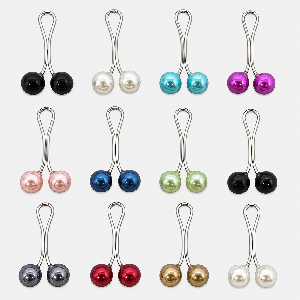 Set of 12 cute Muslim hijab pins with decorative scarf brooch clips for headscarves and shawls, by 7AGAT.