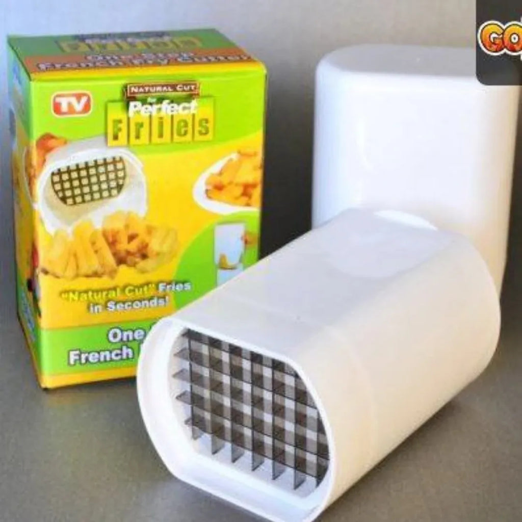 7AGAT manual French fry potato cutter with stainless steel blades for slicing potatoes and vegetables into homemade fries.