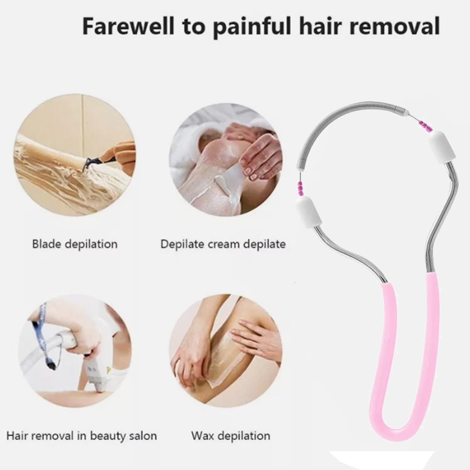 7AGAT facial hair removal spring tool with stainless steel tweezers, painless manual hair remover for face, upper lip, and chin.