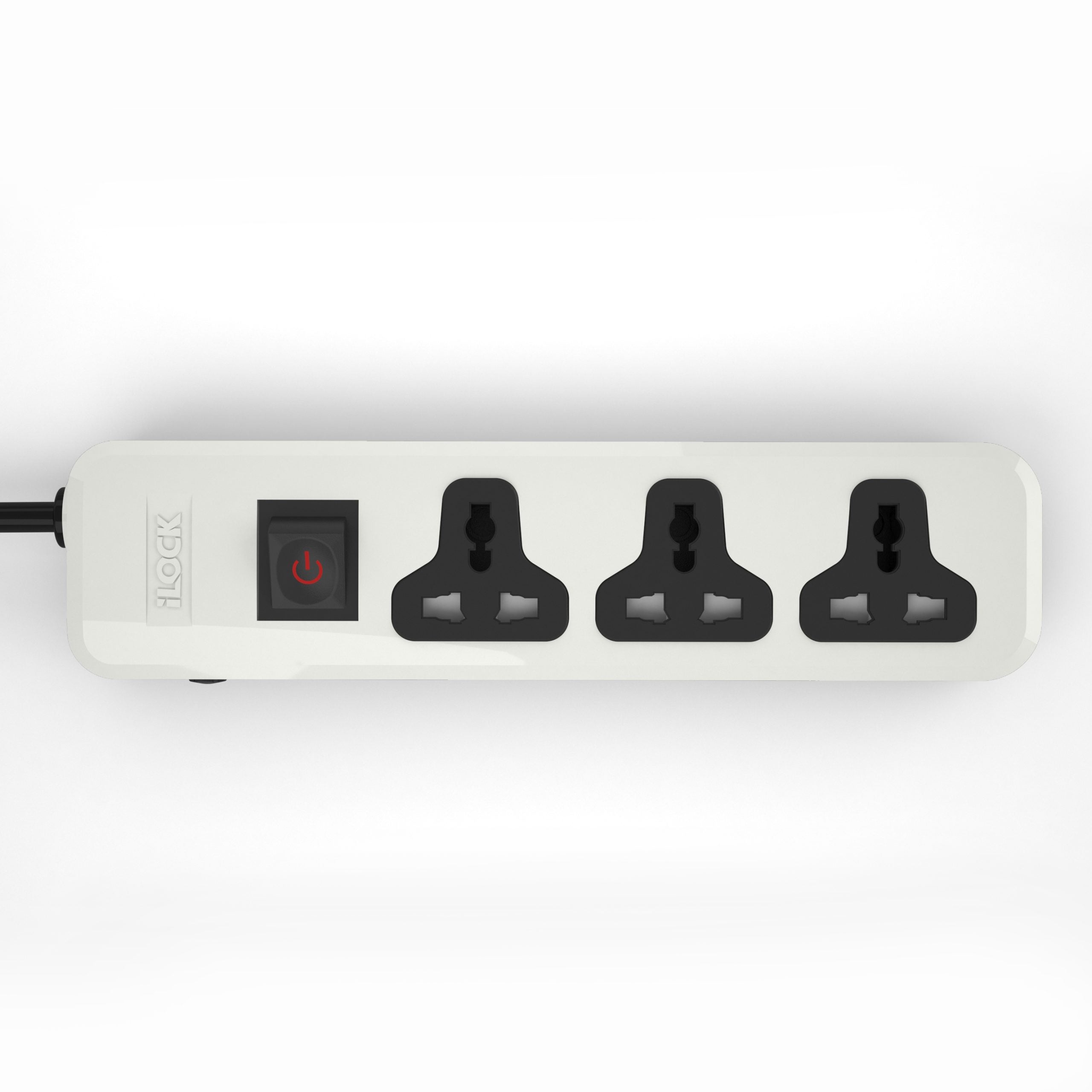 7AGAT iLOCK Basic power strip with 3 universal outlets, 2M cable, white electronics accessory.
