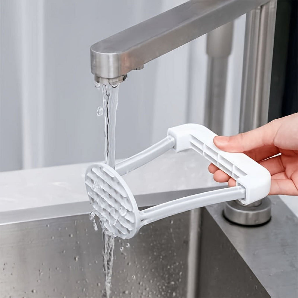 7AGAT manual potato masher with plastic handle for mashing potatoes, vegetables, and fruits in a kitchen cooking utensil.