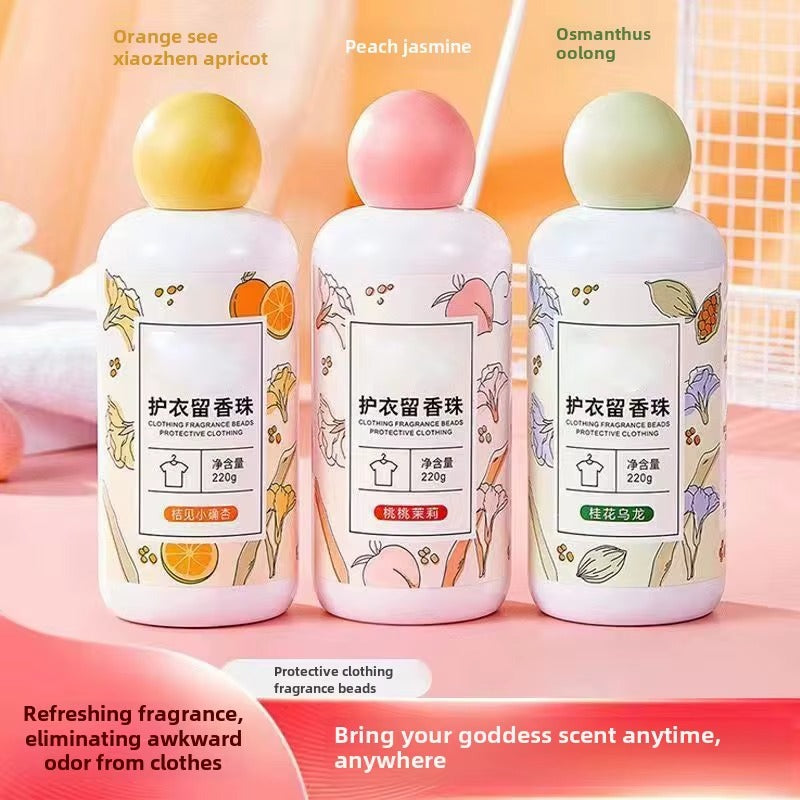 7AGAT laundry scent booster beads in a 220g package, long-lasting fabric fragrance, designed for freshening clothing and linens