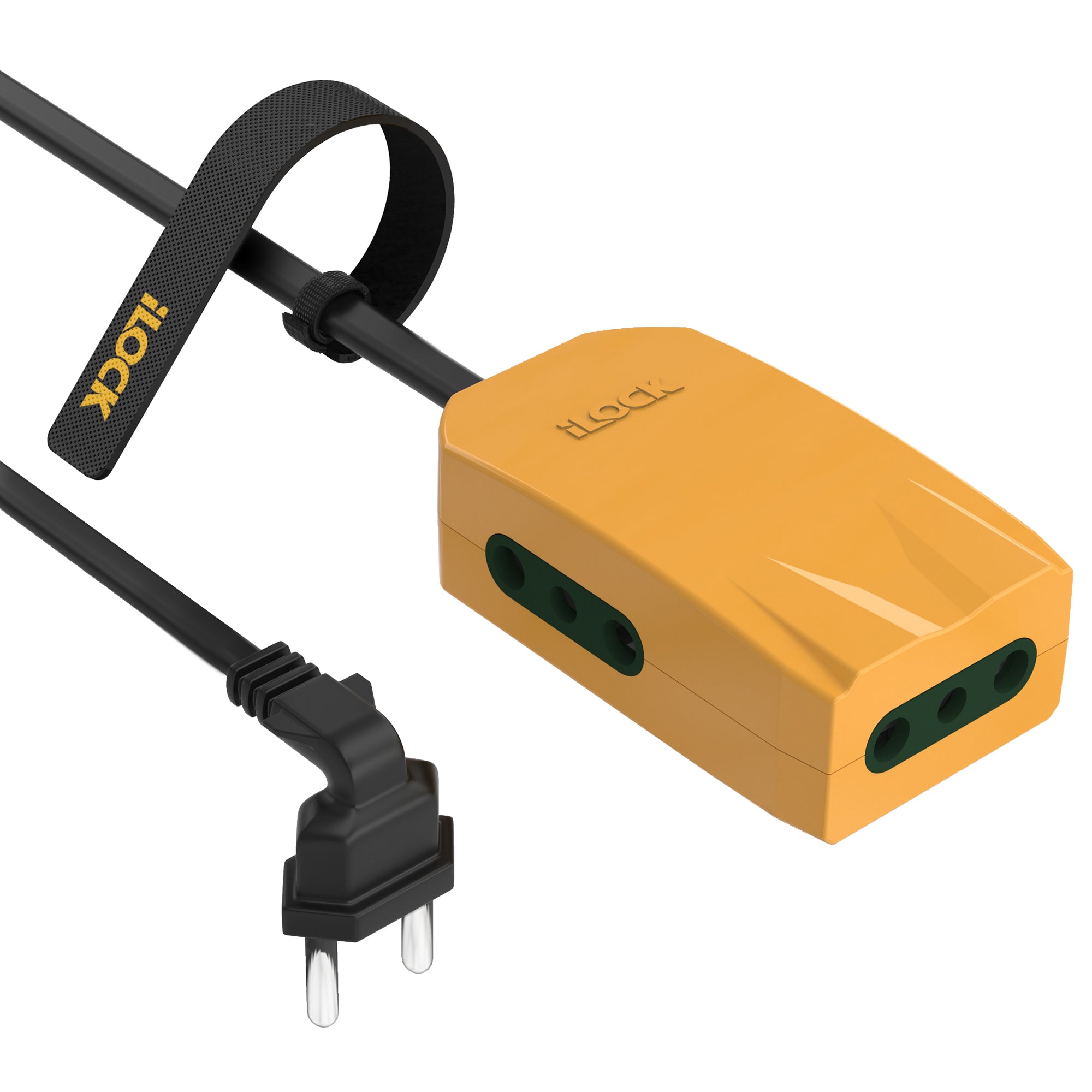 7AGAT iLOCK Mini Power Strip with 3 outlets, retractable cable, copper sockets, soft night light, portable design, hanging feature